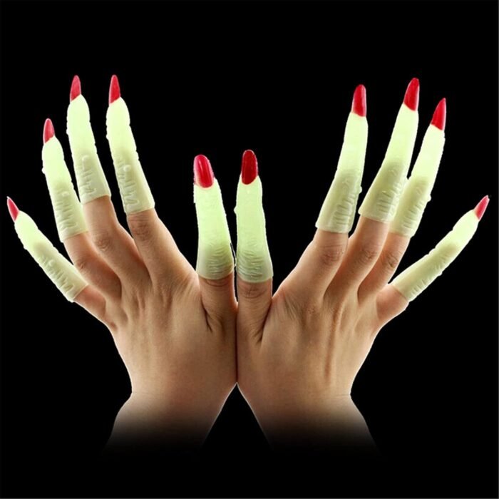 Haunted House Glow-in-The-Dark Witch's Fingers, Witch Costume Nails, Glow in Dak Witch Finger, Halloween Fingers for Halloween Costume, Halloween Dressup, Halloween Party Supply - Image 2