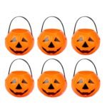 MPS My Party Suppliers Set of 6 Halloween Trick or Treat Pumpkin Candy Bucket Halloween Pumpkin Candy Basket Bucket Child Trick or Treat Big Candy Bag Home Halloween Party (6 Pumpkin Candy Basket)