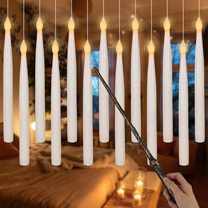 MPS MY PARTY SUPPLIERS® Set of 12 Flameless Floating Candles with Magic Wand Remote, Flickering Warm Light, Battery Operated Candle for Christmas, Wedding, Halloween Decorations - Image 6