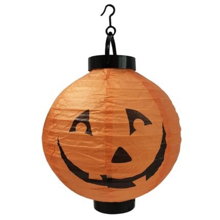 Halloween Light Up LED Paper Pumpkin Lantern , LEDs Paper Lantern Foldable Design Halloweens Party Home Decoration Halloween Decor Happlowwen Home Decoration (8 inches)