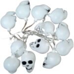 MPS My Party Suppliers 12pc Halloween skull lights, battery operated outdoor halloween string lights, Decorative Skeleton Light Ornament for halloween, happy halloween lights, halloween skeleton decor - Image 5