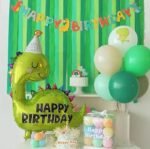 MPS MY PARTY SUPPLIERSĀ® Set of 5 Dinosaur with hat foil balloons and marble print heart balloons for dinosaur theme birthday decoration for kids boys girls, Animal balloons, Dinosaur Balloon - Image 5