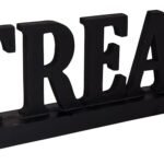 3D Treat Letters Wooden Sign Halloween Table Decoration, Halloween Theme Party Desktop Ornament