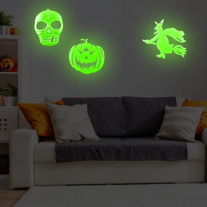 Scary Fluorescent Wall Stickers Halloween Detachable Personalized Wall Pendant Room Decoration Suitable for Living Room, Bedroom (Skeleton) - Image 2