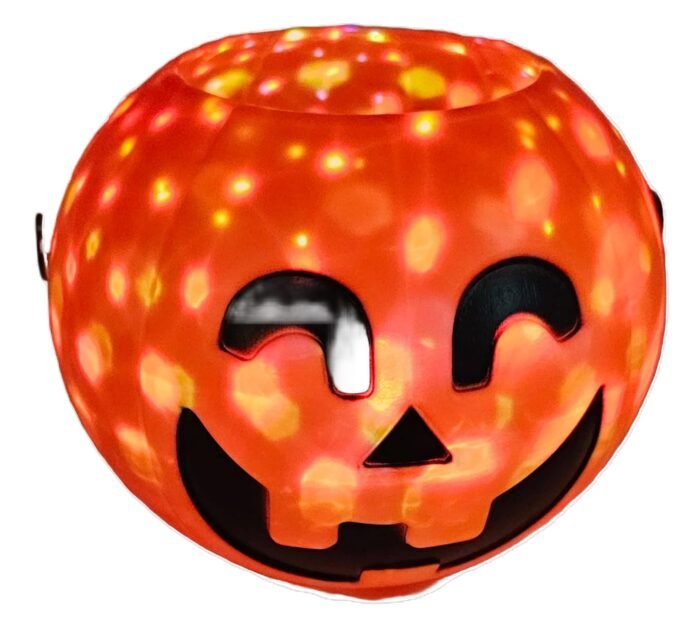 MPS My Party Suppliers 1pc Halloween Orange Pumpkin Candy Basket with Light and Music, Pumpkin Face Candy Bucket for Halloween Day Celebration, Halloween Pumpkin laltern Decoration, Candy Basket - Image 5
