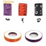 2 pcs Halloween Folding Cylinder Pumpkin Bat Witch Skull Paper Lantern, Halloween Ornament Cartoon Patterns Print Stretchable Lantern, Accordion Halloween Paper Lantern (Random Design) - Image 5