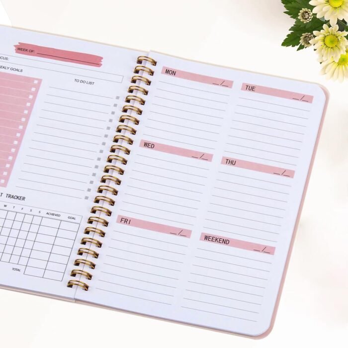 MPS MY PARTY SUPPLIERS® 1pc Pink Weekly Planner Non-dated, To Do List Notebook Tear-Off Sheets Notepad Day or Work Organizer, Scheduler for Goals, Tasks, Ideas Ideal for Home Office Fancy Stationery Items - Image 7