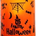 MPS My Party Suppliers 1pc Halloween Decoration LED Candles, Candles for Halloween, Halloween Pumpkin Light Up Candles, Flickering Halloween Candle Lights, Battery Operated Doodle Pattern LED Candles