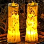 MPS My Party Suppliers Set of 2 Halloween Candle Skeleton Bride and Groom Candle Lamp Ghost Bride Night Lamp Table Lamp for Dining Desks Tabletop Decoration (Halloween Couple Ghost Candle)