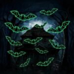 Halloween Decorations 3D Luminous Bats Stickers, 20pcs Scary Fake Bats Black Halloween Stickers,12Size Visible Day and Night Wall Door Window Stickers,Haunted House Home Ideal Halloween Party Decor - Image 3