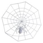 White Spider Web with Spider for Halloween Party Outdoor Decorations, Halloweeen Decor Spider Web, Plastic Spider Web for Haloween Decorations