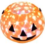 Rotating Music Light Up Trick or Treat Halloween Pumpkin Buckets Large Candy Lantern Basket for Kids Halloween Party Decoration