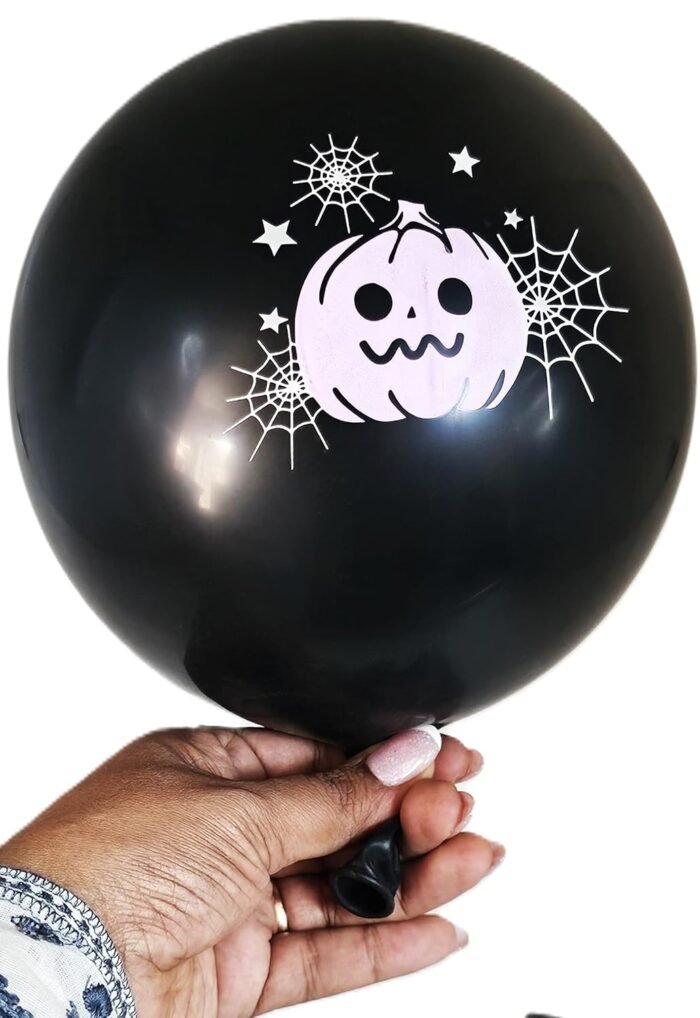 MPS My Party Suppliers Halloween theme Balloons, Set of 6 happy halloween latex balloons with pumpkin print, latex balloons Halloween party pumpkin decoration ideas, balloon latex black - Image 5