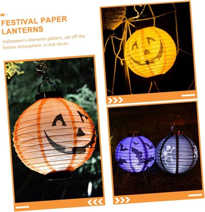 2 PCS Pumpkin Paper Lantern, Pumpkin Foldable Paper Lantern, Halloween Paper Lantern for Halloween Party Decor, Halloween Decoration, Light Up Jack o Lantern, Halloween Pumpkin Decoration - Image 4