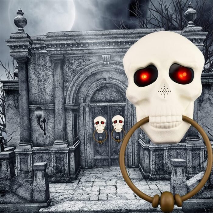 Skull Doorbell Skull Head Halloween Doorbell Halloween Style Battery Powered for Halloween| Spooky Door Bell Skull Bronze White Color with Motion Sensor Activated Voice (1Pcs Random Color) - Image 7