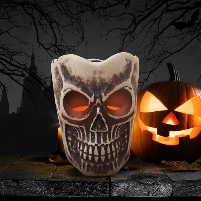 MY PARTY SUPPLIERS 2 pcs Halloween Skull Glowing Candle, Night Light Battery Operated Flameless Candles Tea Light Candle, Fake Candles for Christmas Halloween Pumpkin Decorations - Image 7