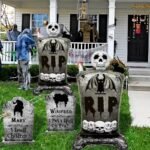 Halloween Tombstone Foil Balloon Decoration with Skulls and Bats, Party Supplies Skull Foil Balloons Halloween Party Decorations Skull Party Decorations Supplies, RIP BAlloon - Image 2