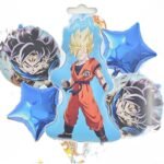 MPS My Party Suppliers Set of 5 Goku Dragon Ball Z Foil Balloons kit for Birthday Decoration, Superhero Theme Party Item, Balloons for kids Party With Blue Star, Anime Cartoon Foil Balloon