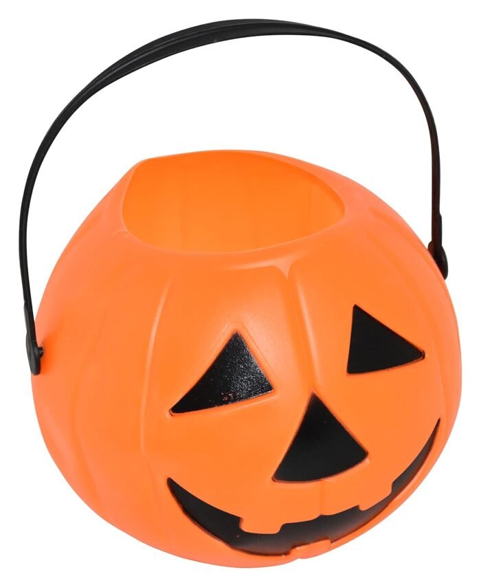 Halloween Decoration Pumpkin Candy Holder Bucket 6.2 inch with Lights Sounds Perfect for Halloween Party Birthday Favor Candy for Trick or Treat(Orange) - Image 3