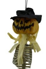 Posable Full Body Pumpkin with Hat Halloween Skeleton Ornament with Movable Joints for Haunted House Props Decorations Garden Party Festival, Pumpkin Skeleton Decoration for Home - Image 3