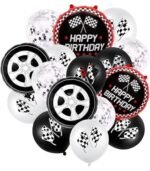 MPS MY PARTY SUPPLIERSĀ® Set of 16 Racing car theme foil and latex balloons for race car party decorations Transport truck theme Racing bike car balloons racing car tyre balloons confetti balloon