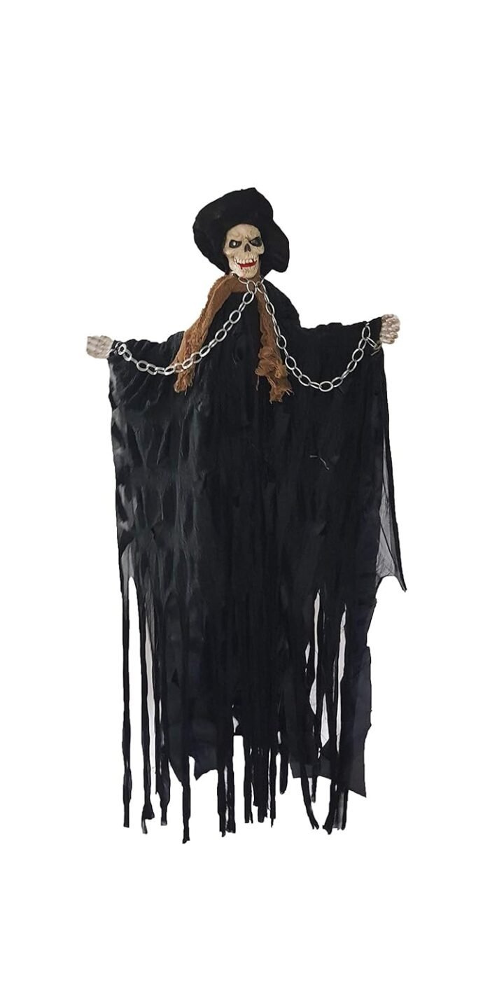 Animated Hanging Grim Reaper Skull Best Halloween Decoration Prop - Image 1