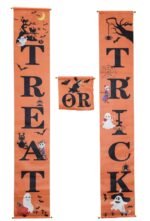 3 Pack Halloween Decorations Outdoor Indoor, Halloween Door Hanger Banner Trick or Treat Banner for Front Door Display for Garden, Durable Halloween Home Decor - Image 2