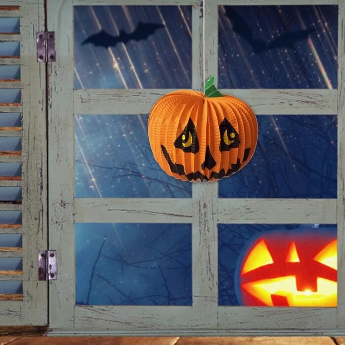 My Party Suppliers Halloween Paper Pumpkin Lantern Paper Hanging Fun Halloween Party Props Decoration - Image 3