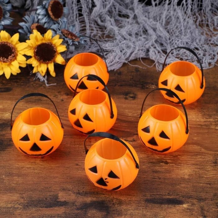 MPS My Party Suppliers Set of 6 Halloween Trick or Treat Pumpkin Candy Bucket Halloween Pumpkin Candy Basket Bucket Child Trick or Treat Big Candy Bag Home Halloween Party (6 Pumpkin Candy Basket) - Image 4