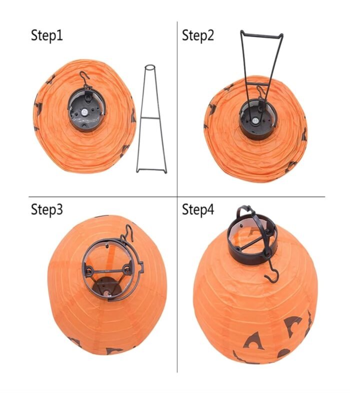 2 PCS Pumpkin Paper Lantern, Pumpkin Foldable Paper Lantern, Halloween Paper Lantern for Halloween Party Decor, Halloween Decoration, Light Up Jack o Lantern, Halloween Pumpkin Decoration - Image 3