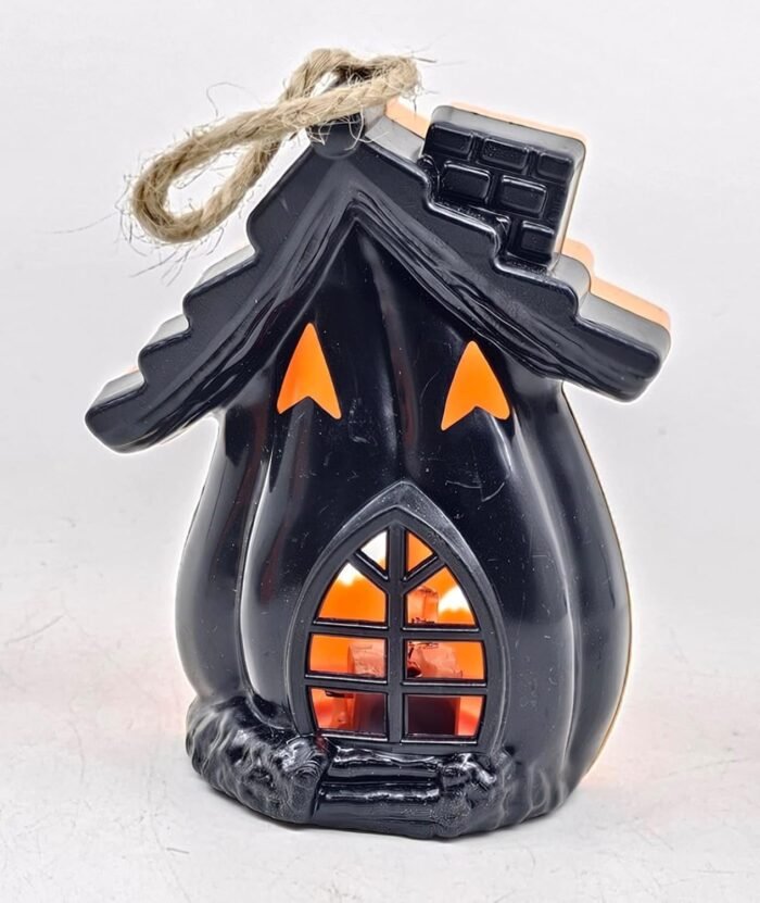 MPS My Party Suppliers Set of 2 Halloween Lamps, Halloween laltern, LED for Halloween Decoration, Halloween Hanging Decoration (Orange Black Lantern) - Image 2