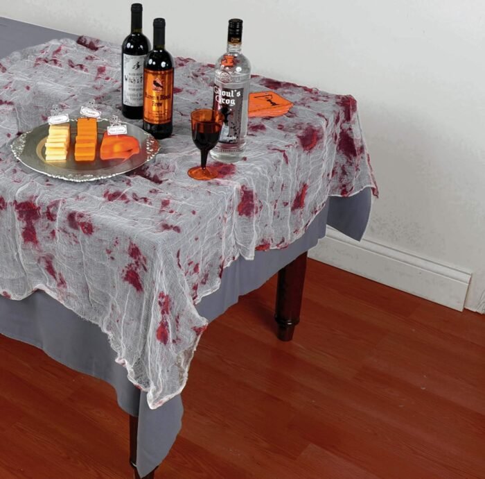 Bloody Gauze Table Cover, Multi Color, Halloween Table Decor, Blood Table Cover (152 * 213 cm) - Image 1