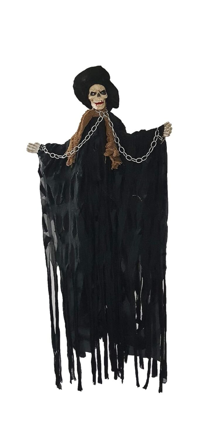 Animated Hanging Grim Reaper Skull Best Halloween Decoration Prop - Image 5