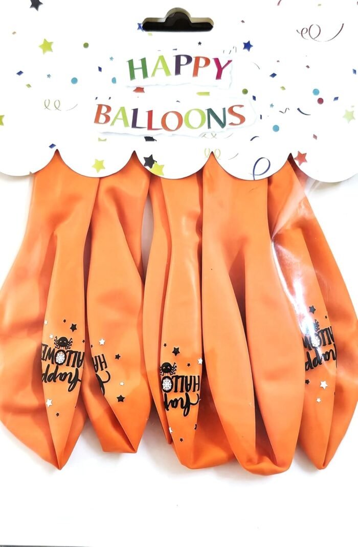 MPS My Party Suppliers Halloween theme Balloons, Set of 6 happy halloween latex balloons, rubber balloons, latex balloons Halloween party decoration, halloween decoration ideas, balloon latex Orange - Image 3