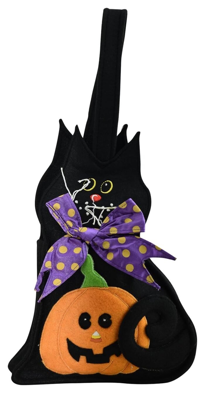 My Party Suppliers 1 pcs Halloween Candy Bag,Halloween Fall Plush Bag Cat Bat Jack-o-Lantern Ghost Pumpkin Candy Bag Day of Dead, Halloween Prop, Halloweed Decoration - Image 1
