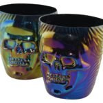 My Party Suppliers 2PCs Holographic 3D Skull Pirate Glass, Rainbow Luster Party Skull Glasses, Bar Decoration Glasses, Halloween Tableware