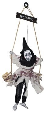 Halloween Decor Animated Witch Hanging Wooden Plaque Welcome Sign Outdoor Indoor Wall Door Hanger Sacry Horror Witch Ghost Yard Haunted House - Image 2