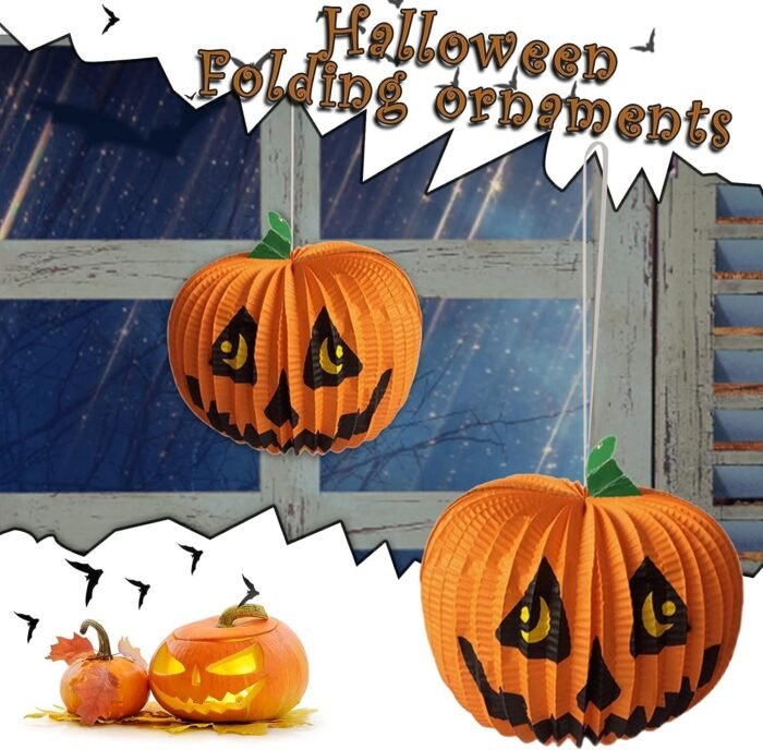 My Party Suppliers Halloween Paper Pumpkin Lantern Paper Hanging Fun Halloween Party Props Decoration - Image 2