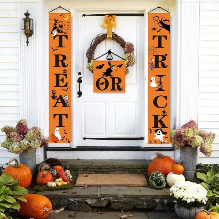 3 Pack Halloween Decorations Outdoor Indoor, Halloween Door Hanger Banner Trick or Treat Banner for Front Door Display for Garden, Durable Halloween Home Decor - Image 6