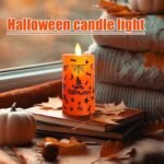 MPS My Party Suppliers 1pc Halloween Decoration LED Candles, Candles for Halloween, Halloween Pumpkin Light Up Candles, Flickering Halloween Candle Lights, Battery Operated Doodle Pattern LED Candles - Image 5