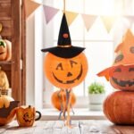 Halloween Pumpkin Lamp Halloween Decoration Jack Pumpkin Paper Lantern Witch/Skeleton Ghost Festival Scene Props Pumpkin with Whiskers Paper Lantern Pumpkin Lantern Decorative Lamp - Image 4