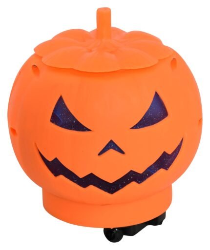 Moving Halloween Decoration Pumpkin Candy Holder Bucket 6.2 inch with Lights Sounds Perfect for Halloween Party Birthday Favor Candy for Trick or Treat(Orange)