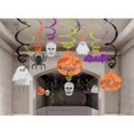 Halloween Hanging Swirl Decorations Happy Boo Day Party Witch Pumpkin Ghost Cutout Halloween Decors for Kids School Room Office Halloween Supplies (Happy Booday)
