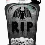Halloween Tombstone Foil Balloon Decoration with Skulls and Bats, Party Supplies Skull Foil Balloons Halloween Party Decorations Skull Party Decorations Supplies, RIP BAlloon