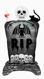 Halloween Tombstone Foil Balloon Decoration with Skulls and Bats, Party Supplies Skull Foil Balloons Halloween Party Decorations Skull Party Decorations Supplies, RIP BAlloon