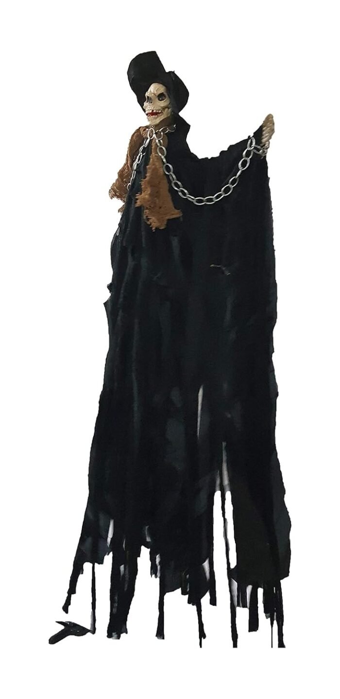 Animated Hanging Grim Reaper Skull Best Halloween Decoration Prop - Image 4