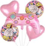 Gamer Birthday GAME ON! Foil Balloons Video Game Theme Birthday Party - Gaming Console Shape Foil Balloon (Gaming Pink Balloons) Party Decoration Balloon