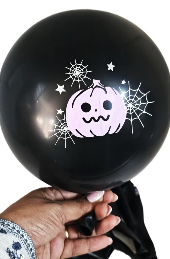 MPS My Party Suppliers Halloween theme Balloons, Set of 6 happy halloween latex balloons with pumpkin print, latex balloons Halloween party pumpkin decoration ideas, balloon latex black - Image 8