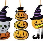 My Party Suppliers 1 pcs Halloween Trick or Treat Hanging Sign Decoration Happy Halloween Board Sign Door Wall Hanging Decoration for Halloween Party Hallowen Decoration (Random Prints)