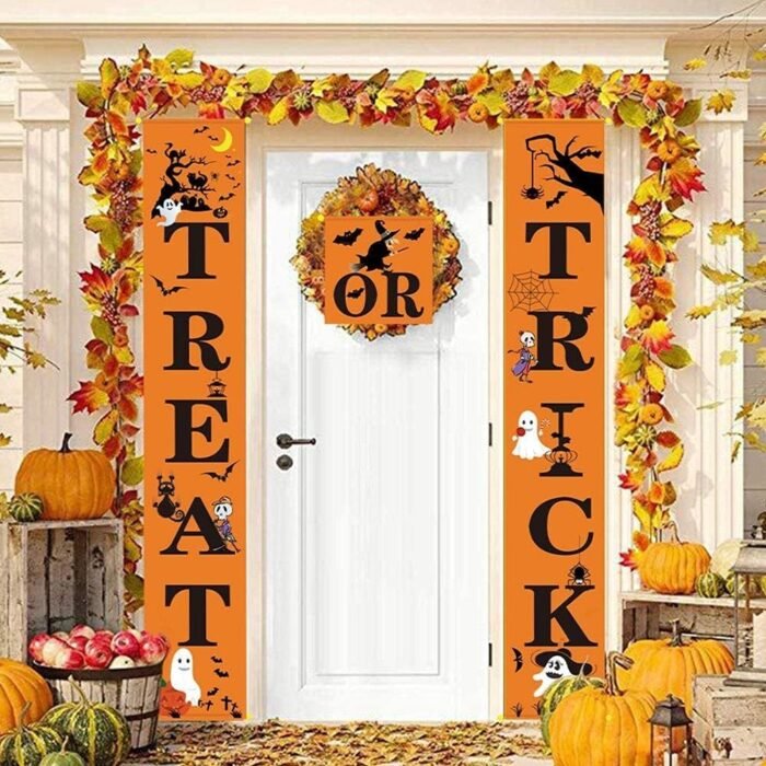 3 Pack Halloween Decorations Outdoor Indoor, Halloween Door Hanger Banner Trick or Treat Banner for Front Door Display for Garden, Durable Halloween Home Decor - Image 3